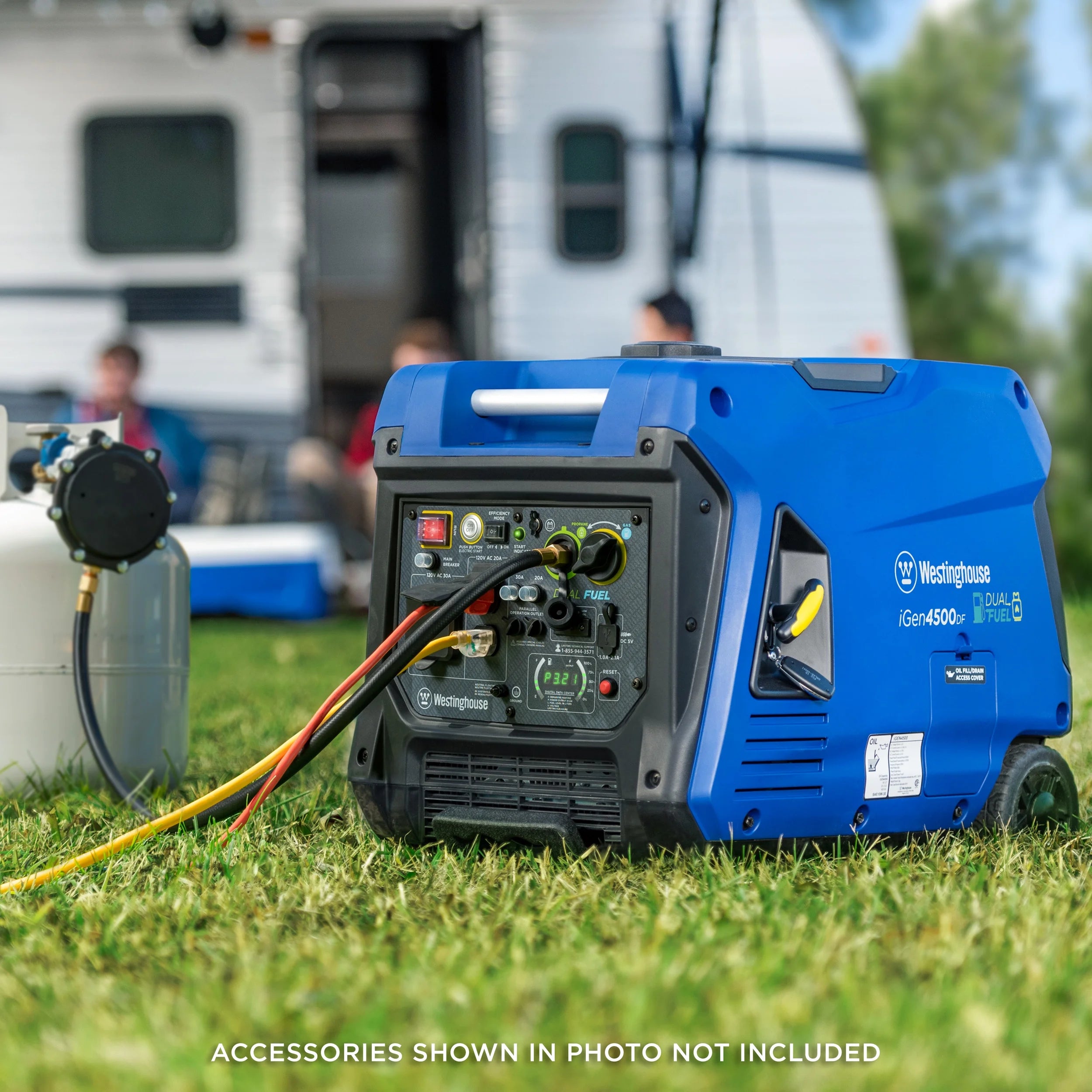 4500 Peak Watt Electric Start Dual Fuel Portable Inverter Generator with RV Outlet