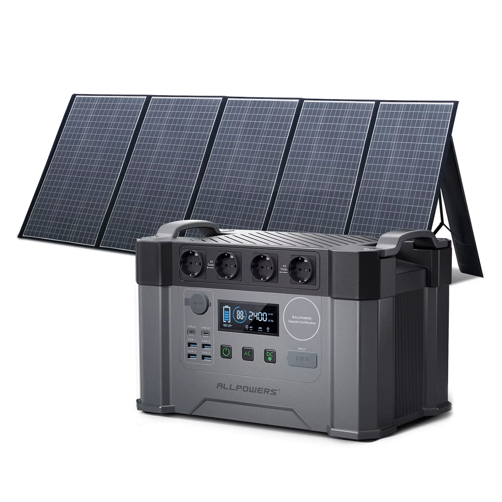 S2000 Solar Generator 1500Wh / 2000W with 400W Portable Solar Panel, Portable Power Station for Home Backup Outdoors