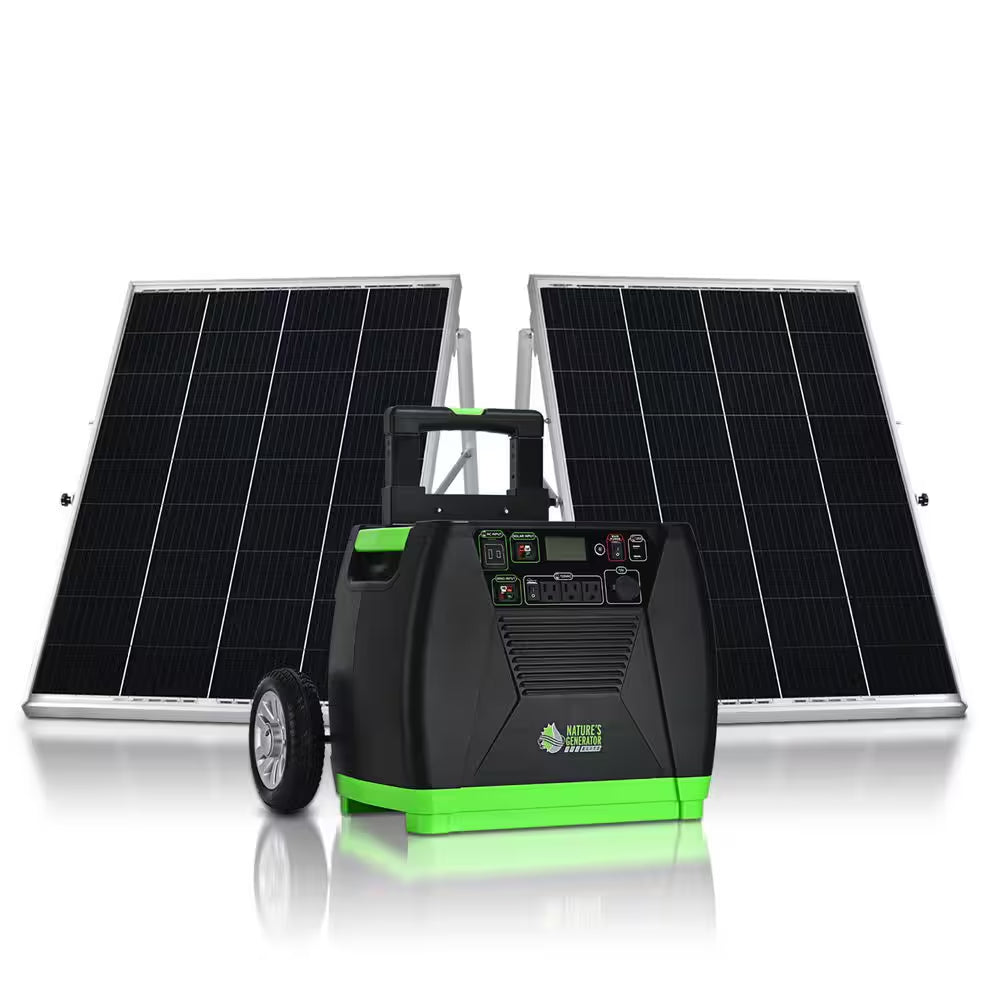 ELITE 3600-Watt/5760W Peak Push Button Start Solar Powered Portable Generator with Two 100W Solar Panels