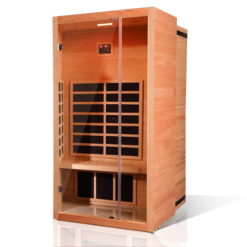 1-Person Extendable Indoor FAR Infrared Sauna Bluetooth Compatible with 6 Carbon Heaters